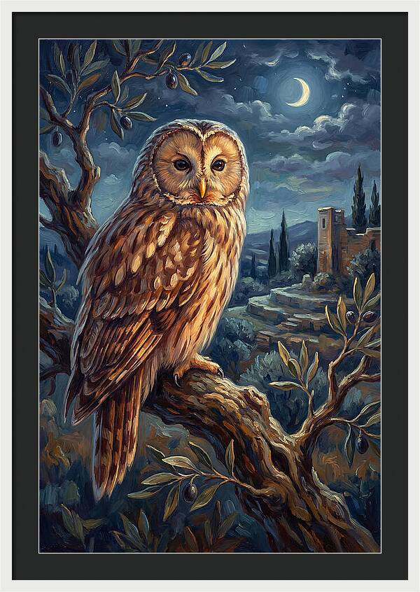 Ural Owl Under Moonlight
