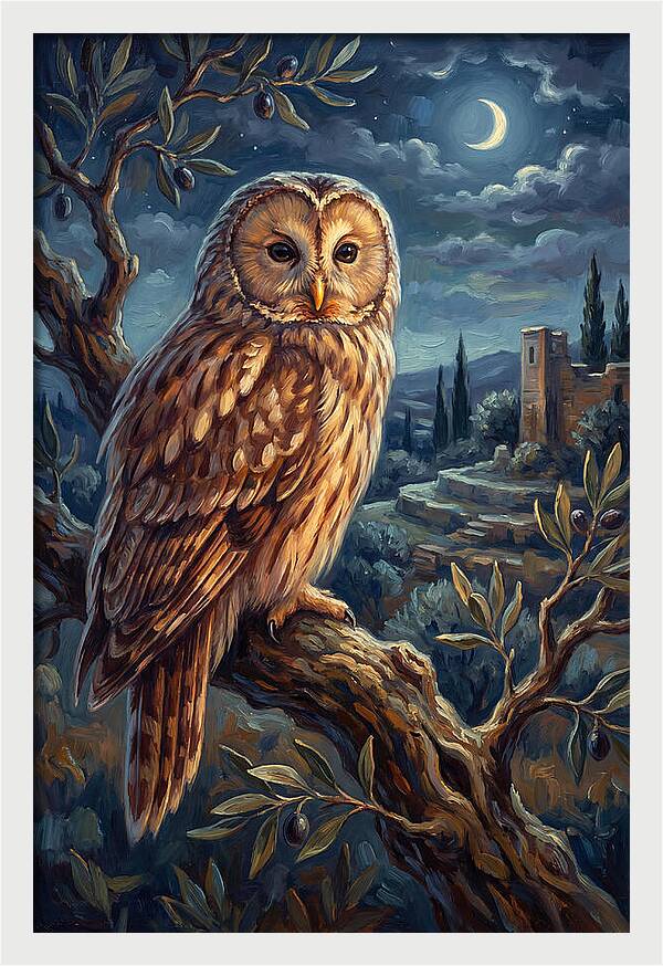 Ural Owl Under Moonlight