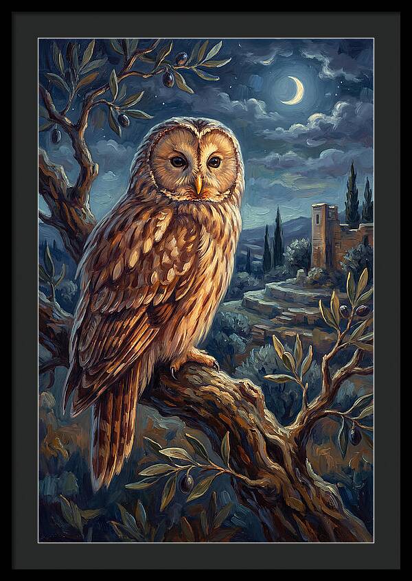 Ural Owl Under Moonlight