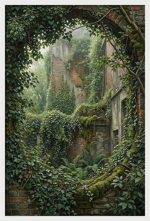 Urban Greenery Embracing Ruins