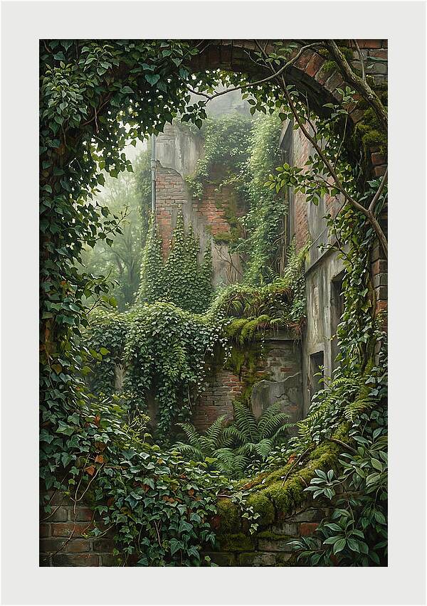 Urban Greenery Embracing Ruins