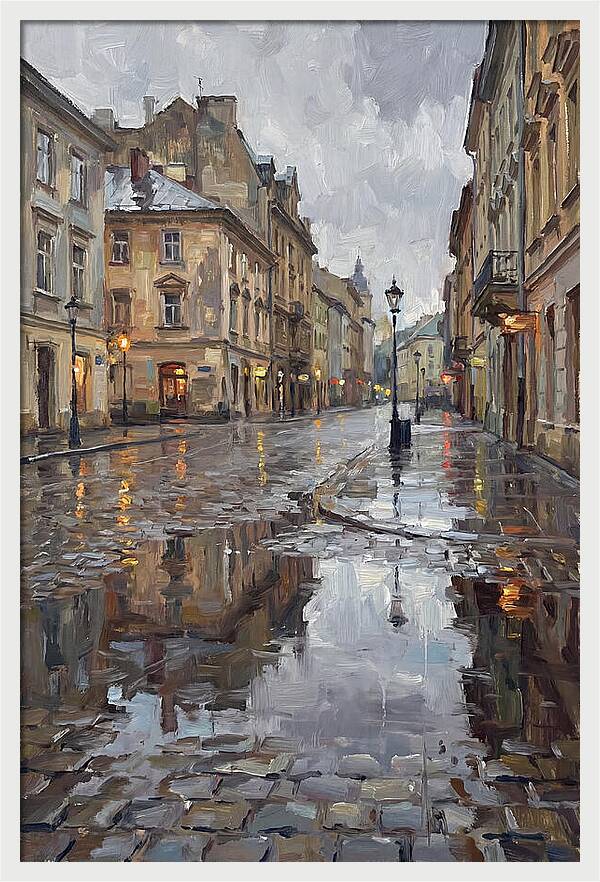 Urban Reflections In Rain