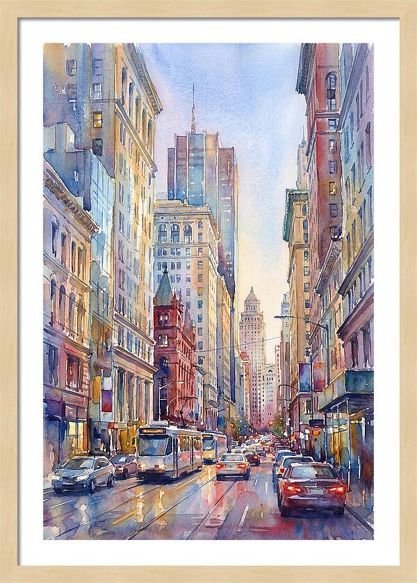 Urban Street Scene In Watercolor