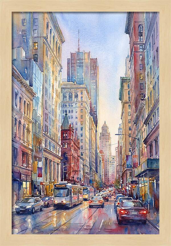 Urban Street Scene In Watercolor