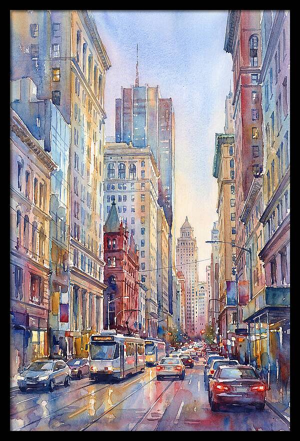 Urban Street Scene In Watercolor