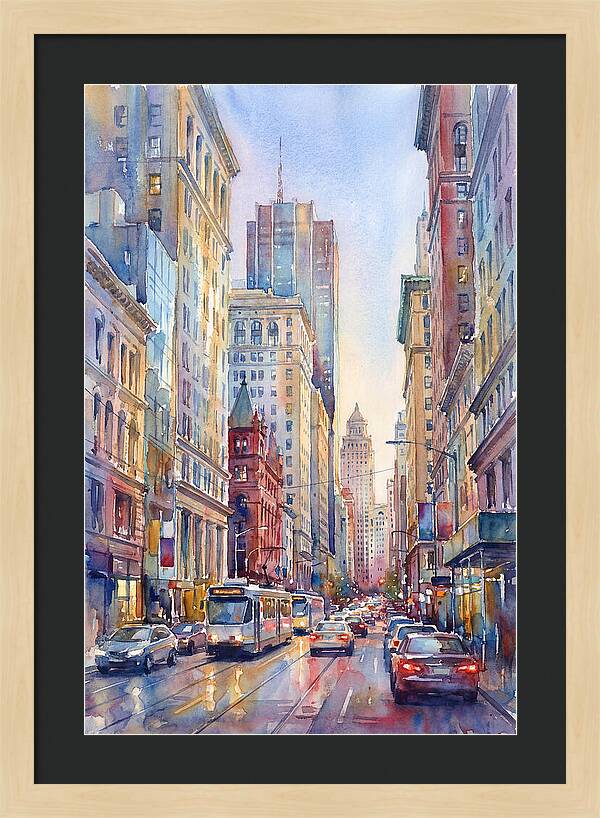 Urban Street Scene In Watercolor