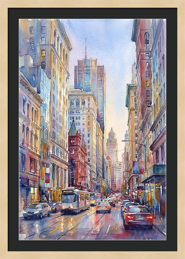 Urban Street Scene In Watercolor
