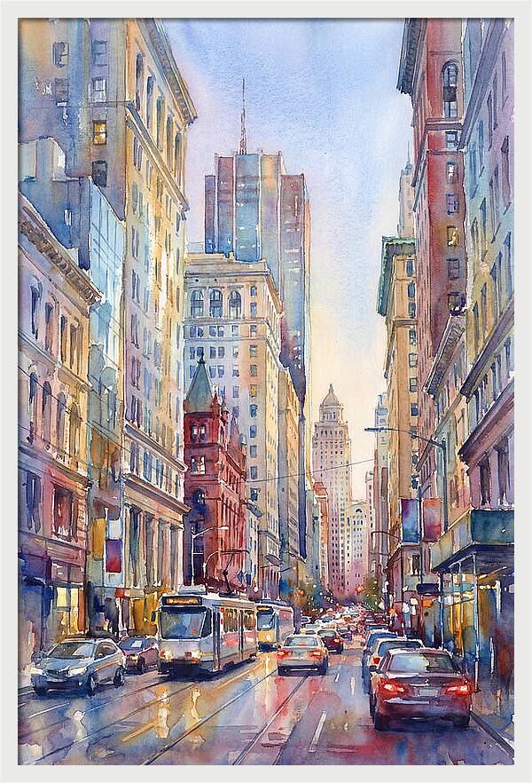 Urban Street Scene In Watercolor