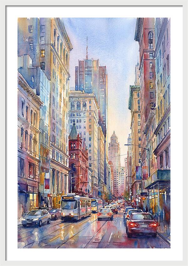 Urban Street Scene In Watercolor