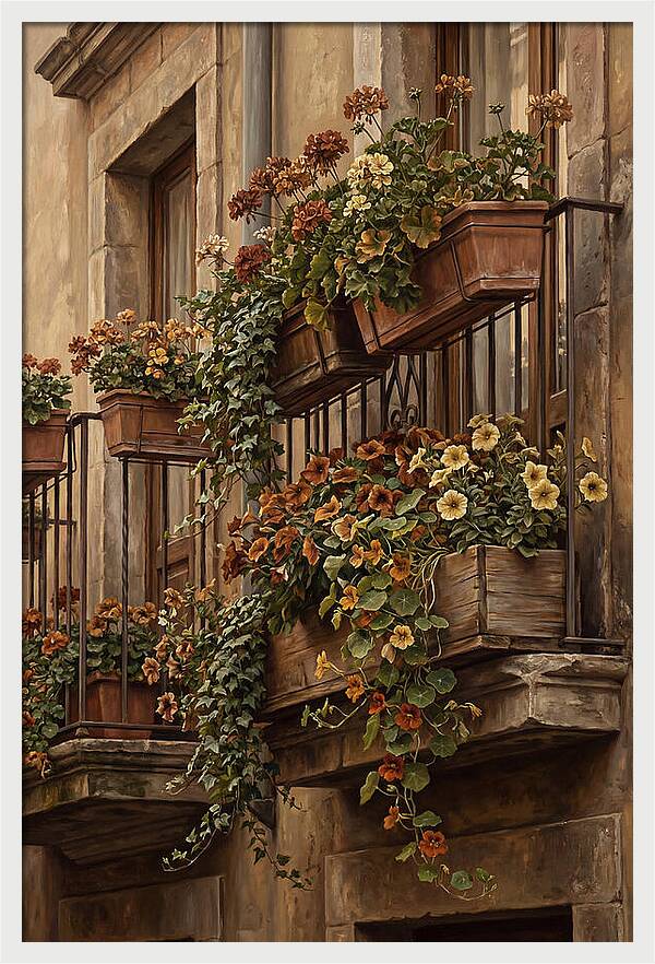 Urban Window Boxes Overflowing With Flowers