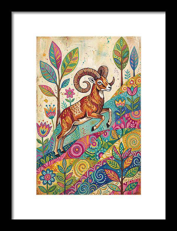 Urial Among Vibrant Flora