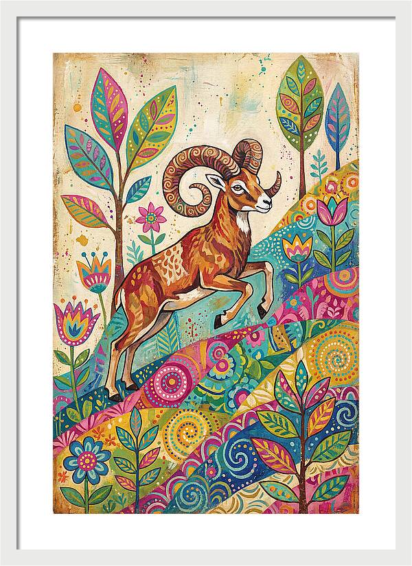 Urial Among Vibrant Flora