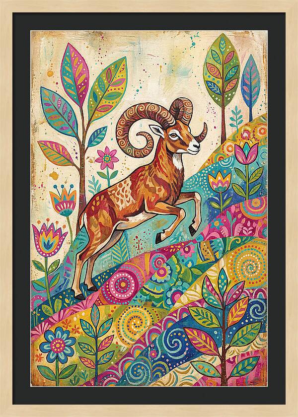 Urial Among Vibrant Flora