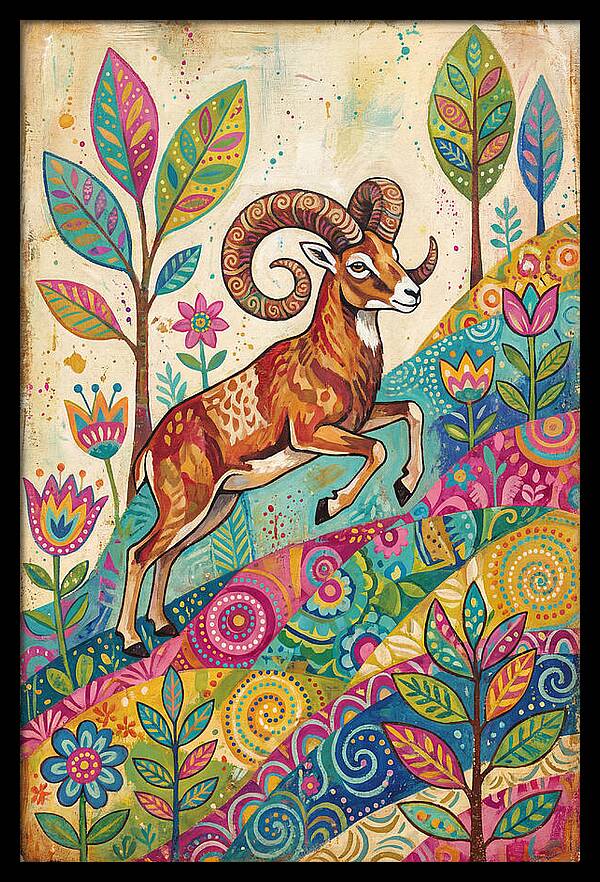 Urial Among Vibrant Flora