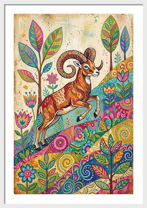Urial Among Vibrant Flora