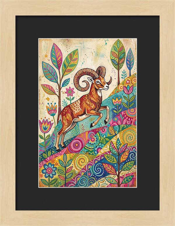 Urial Among Vibrant Flora