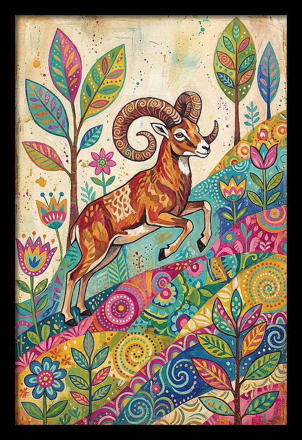 Urial Among Vibrant Flora