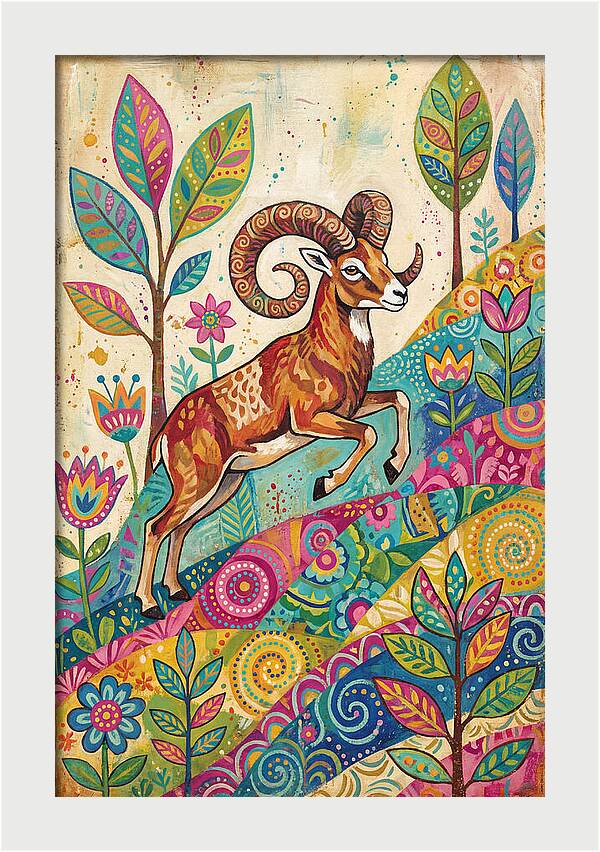 Urial Among Vibrant Flora