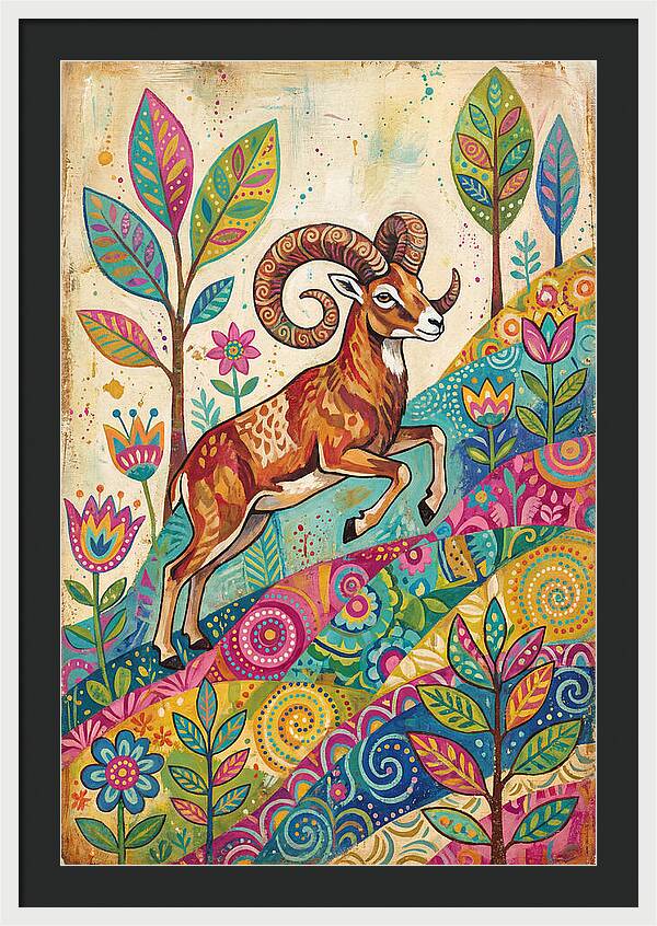 Urial Among Vibrant Flora