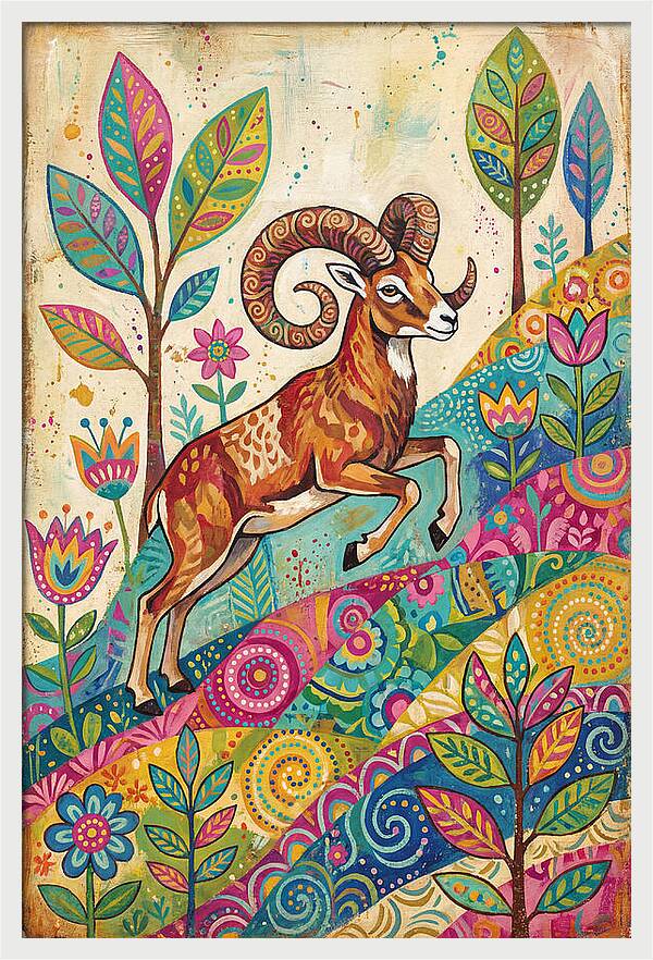 Urial Among Vibrant Flora