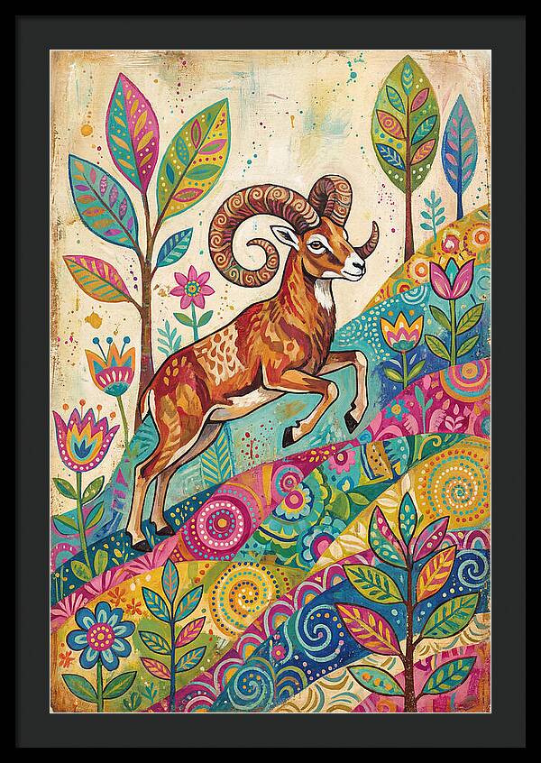 Urial Among Vibrant Flora