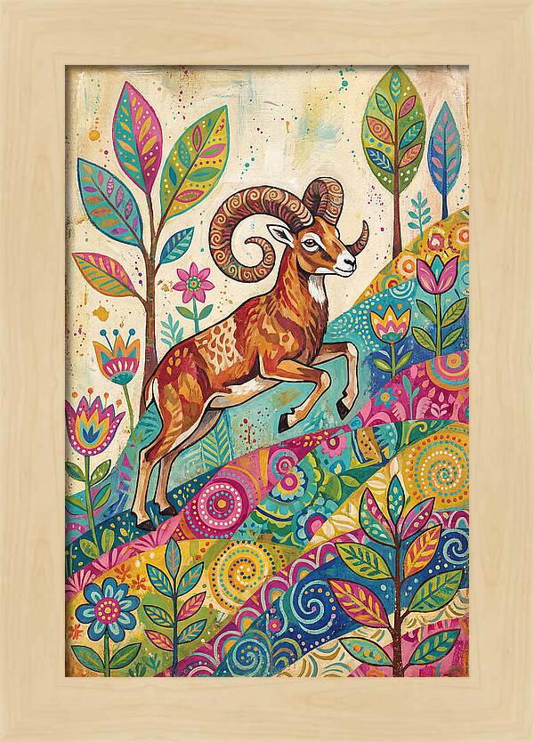 Urial Among Vibrant Flora