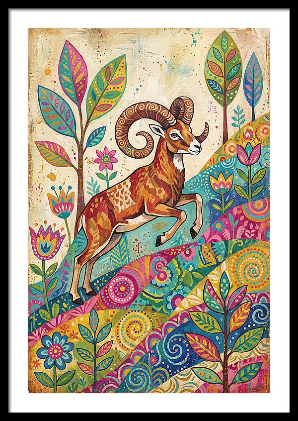 Urial Among Vibrant Flora
