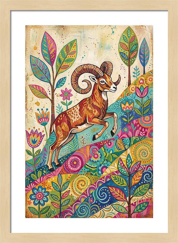 Urial Among Vibrant Flora