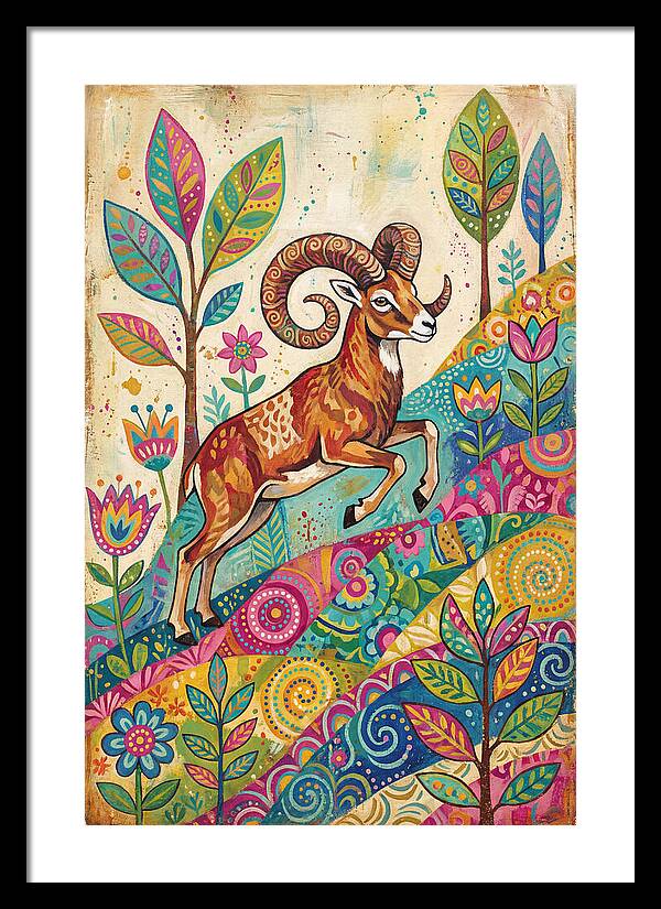 Urial Among Vibrant Flora