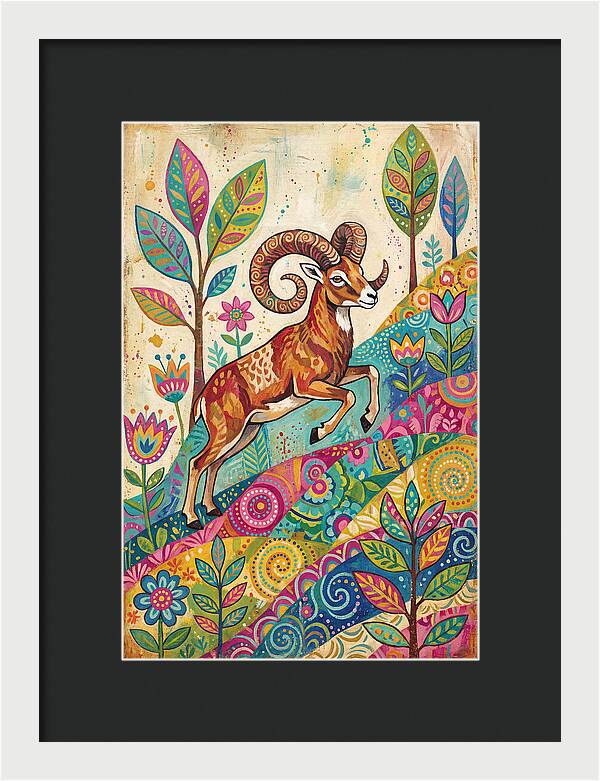 Urial Among Vibrant Flora