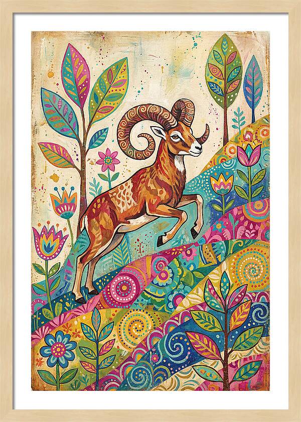 Urial Among Vibrant Flora