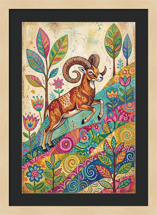 Urial Among Vibrant Flora