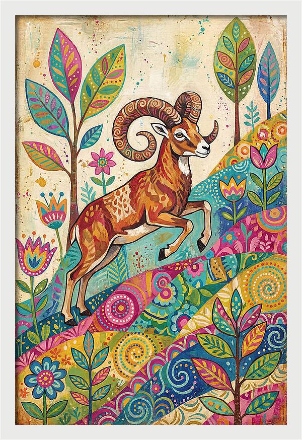 Urial Among Vibrant Flora