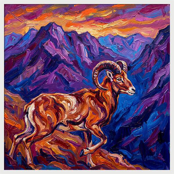 Urial In Vibrant Mountains