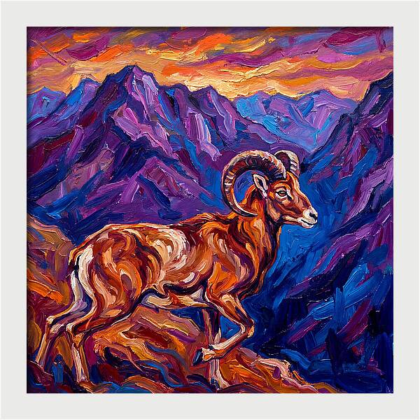 Urial In Vibrant Mountains