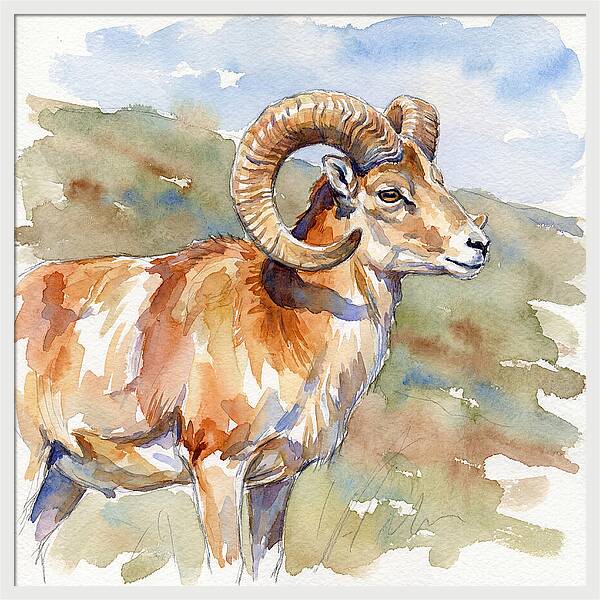 Urial In Watercolor Splendor