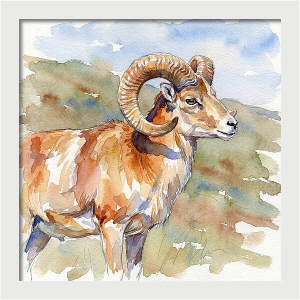 Urial In Watercolor Splendor