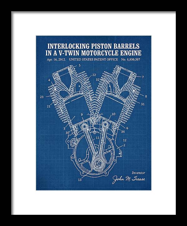 V Twin Motorcycle Engine Harley Davidson Blueprint Patent Us8800507b2