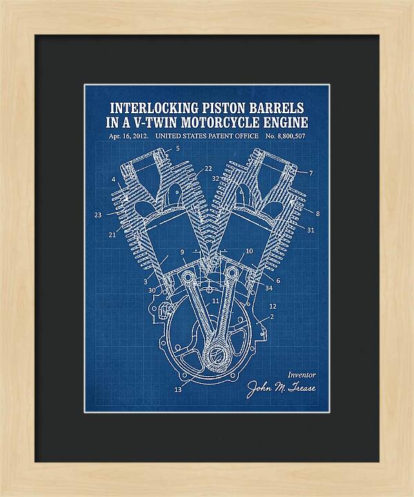 V Twin Motorcycle Engine Harley Davidson Blueprint Patent Us8800507b2