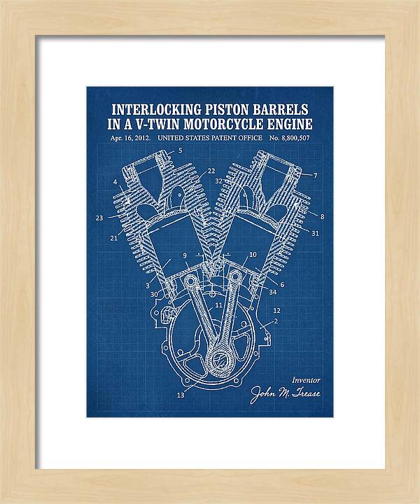 V Twin Motorcycle Engine Harley Davidson Blueprint Patent Us8800507b2