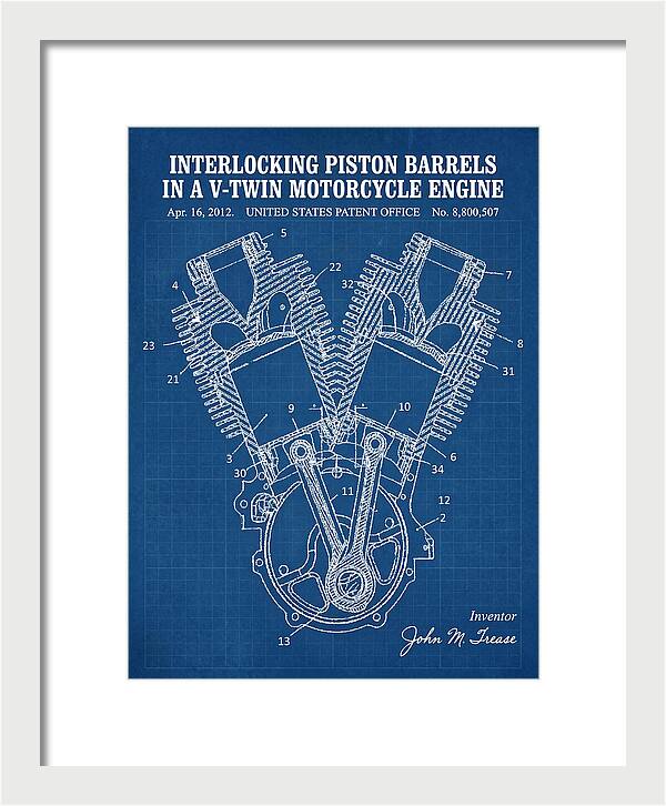 V Twin Motorcycle Engine Harley Davidson Blueprint Patent Us8800507b2