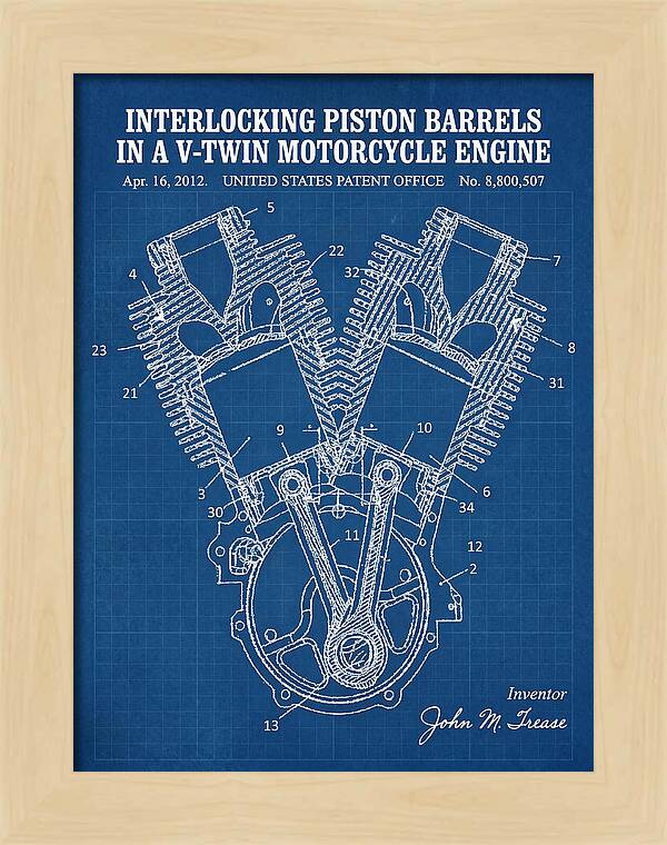 V Twin Motorcycle Engine Harley Davidson Blueprint Patent Us8800507b2