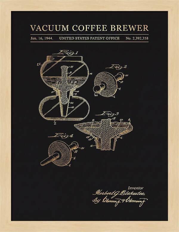 Vacuum Coffee Brewer Gold Patent Us2392358a