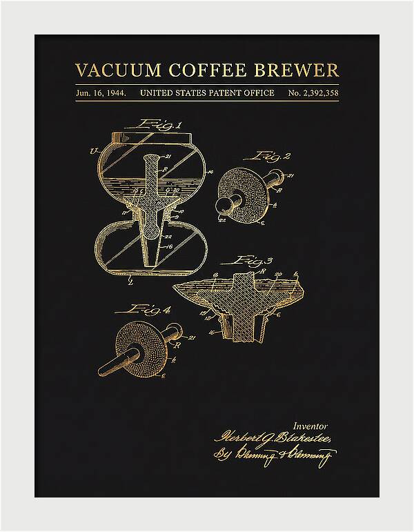 Vacuum Coffee Brewer Gold Patent Us2392358a