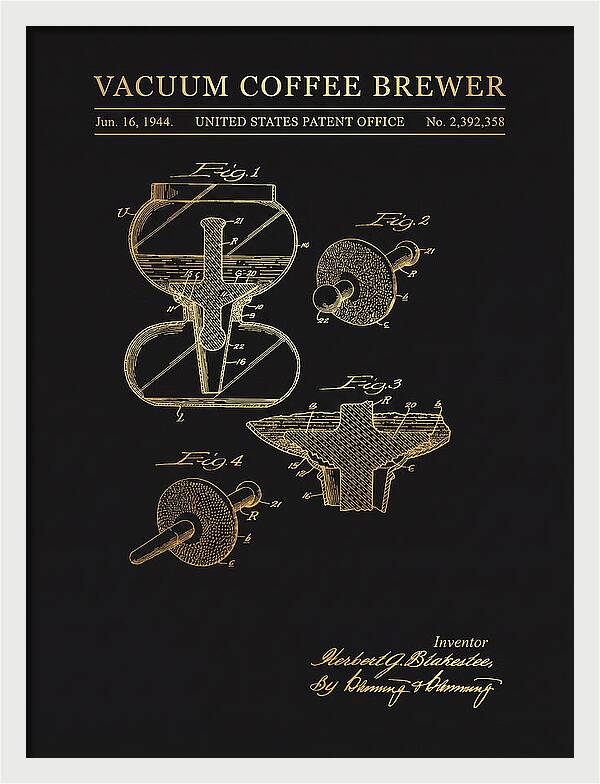 Vacuum Coffee Brewer Gold Patent Us2392358a