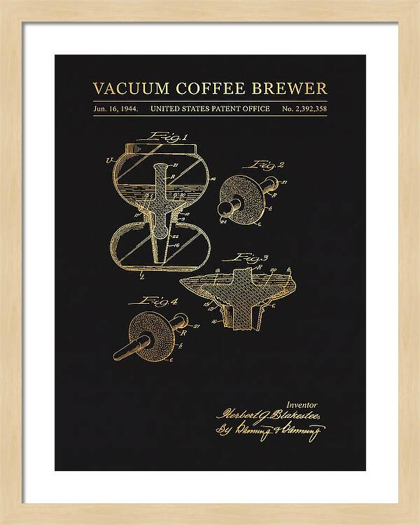 Vacuum Coffee Brewer Gold Patent Us2392358a