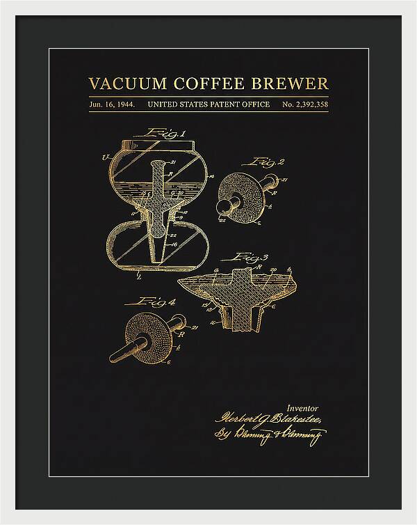 Vacuum Coffee Brewer Gold Patent Us2392358a