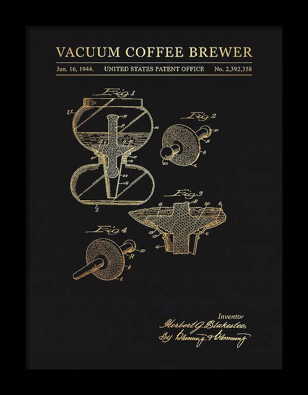 Vacuum Coffee Brewer Gold Patent Us2392358a