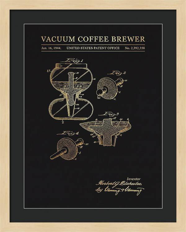 Vacuum Coffee Brewer Gold Patent Us2392358a