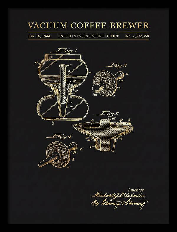 Vacuum Coffee Brewer Gold Patent Us2392358a